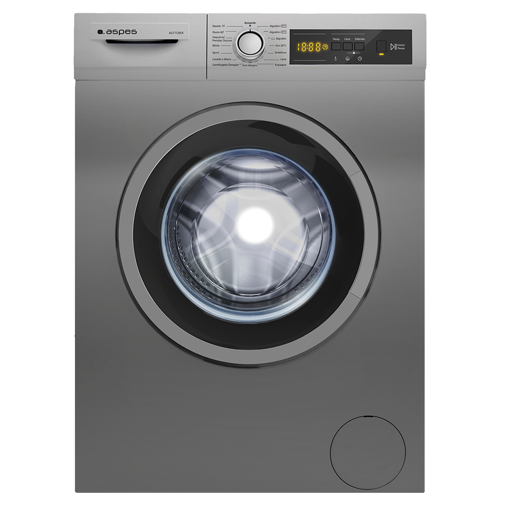 ASPES LAVADORA ALF2128IX inox con carga frontal y eficiencia energética