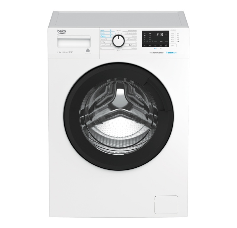 BEKO LAVADORA WTA9712XSW 9KG 1400RPM A+++ VAPOR, vista frontal del electrodoméstico