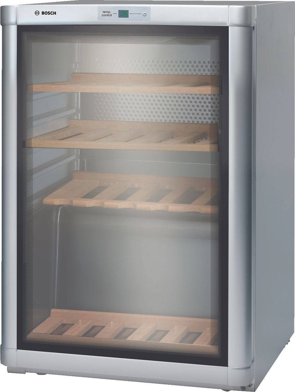 BOSCH VINOTECA KTW18V80 en plata, capacidad para 43 botellas.