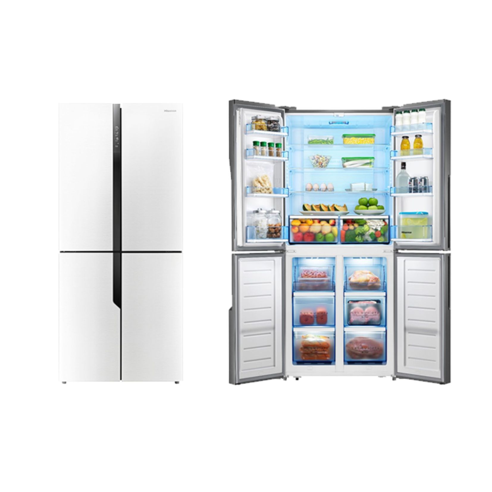 HISENSE FRIGO RQ562N4GW1 4 Puertas NoFro, frigorífico blanco de gran capacidad