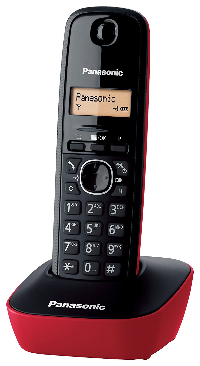 PANASONIC TELEFONO DEC KX-TG1611SPC en color azul sobre un fondo blanco.