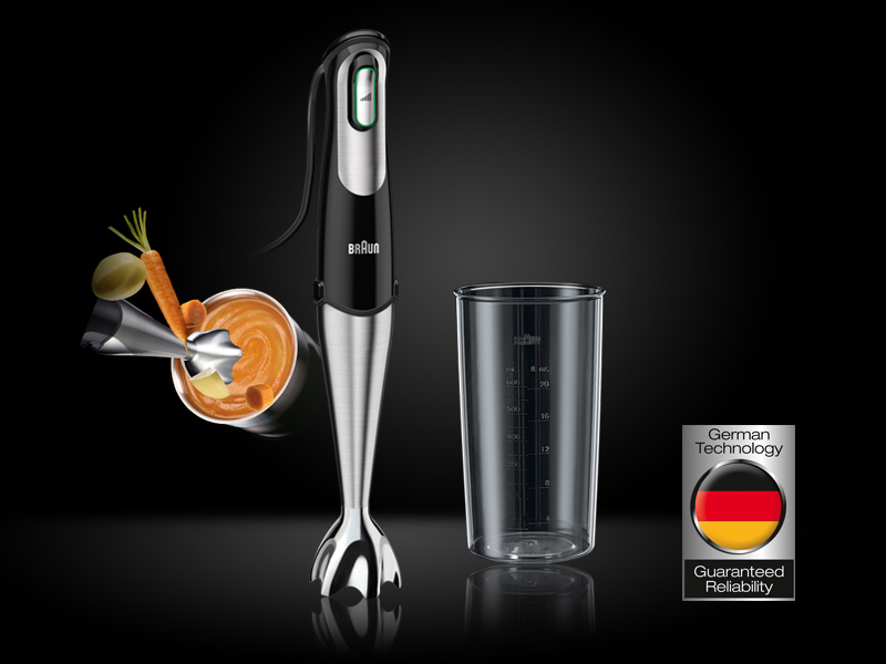 BRAUN BATIDORA MQ700 - Batidora de mano negra de acero inoxidable