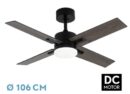 ABRILA Ventilador Techo DC Talco 20W negro y gris con 4 aspas