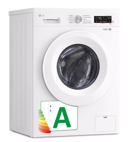 LG Lavadora F4X1008NWH blanca con capacidad de 8kg y 1400rpm